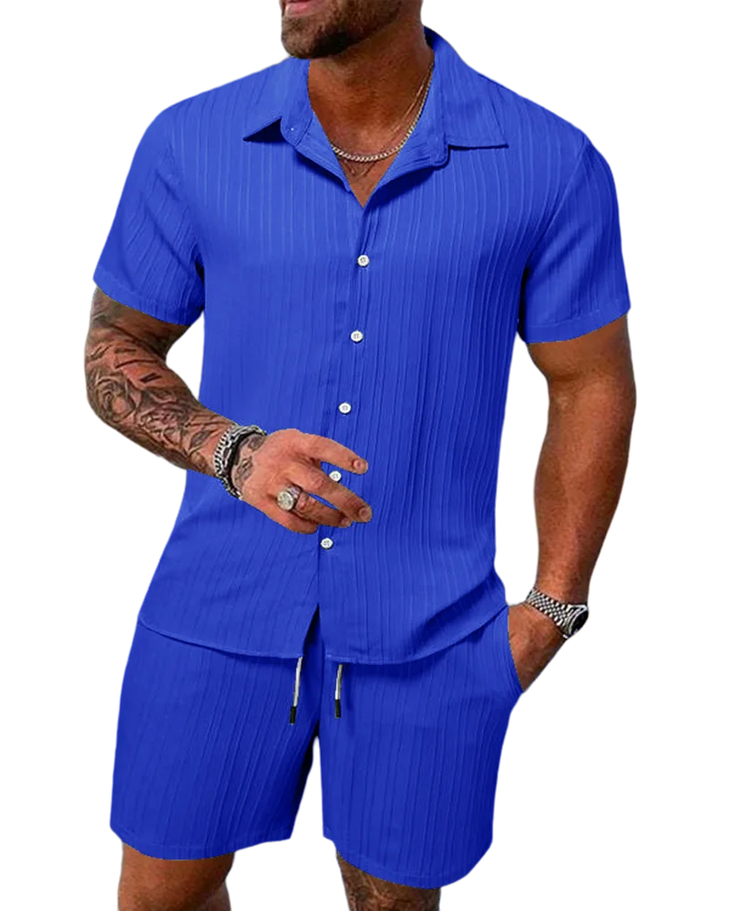 2025 Men's Fashion Summer New Style Casual Solid Color Stripe