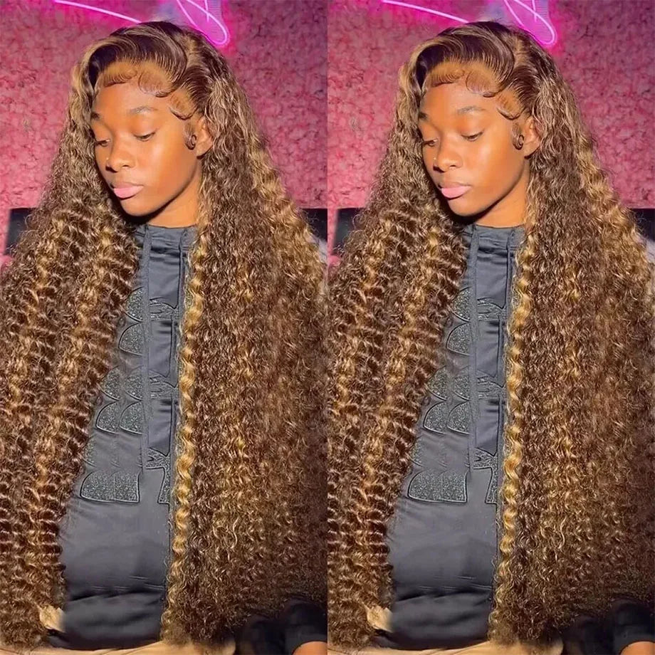 Highlight 13x6 Lace Frontal Wig Human Hair Brazilian Curly Wigs