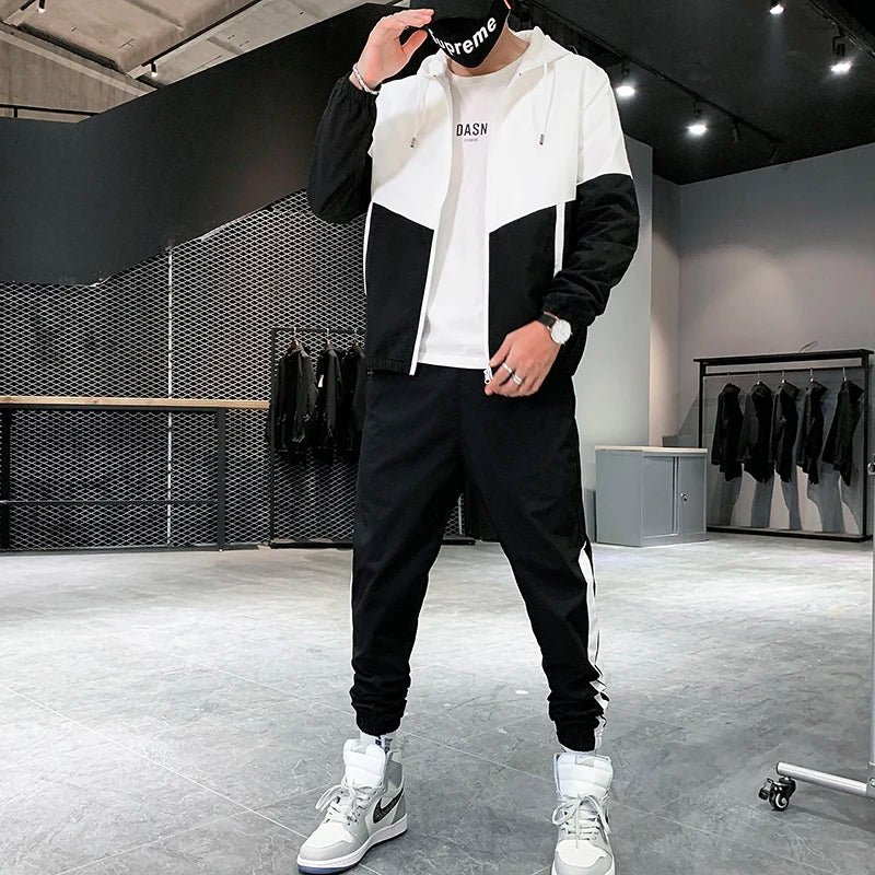 2025 Men Tracksuit Casual Joggers Hooded Sportswear Jackets