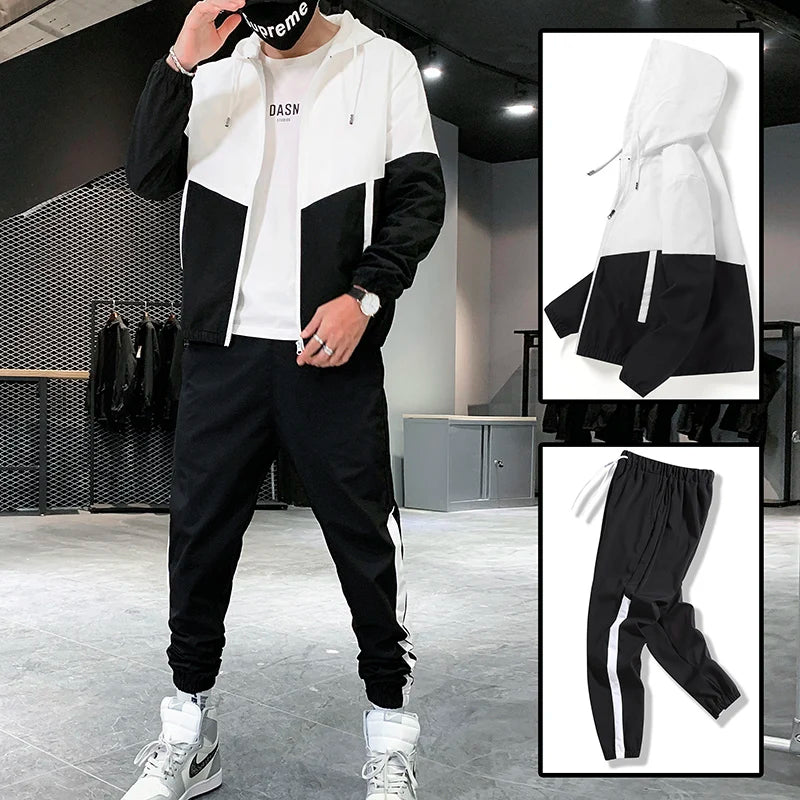 2025 Men Tracksuit Casual Joggers Hooded Sportswear Jackets