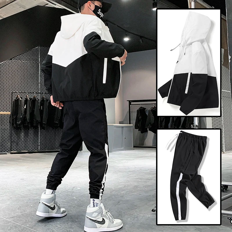 2025 Men Tracksuit Casual Joggers Hooded Sportswear Jackets