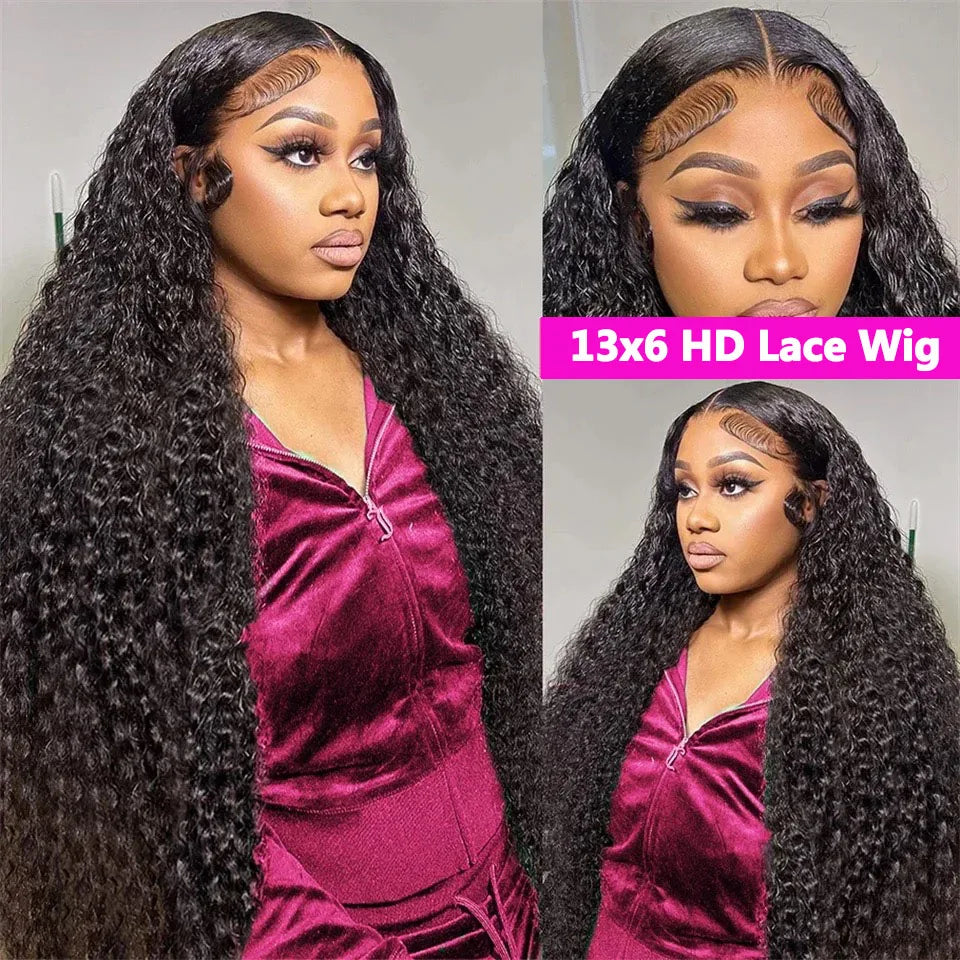 13x6 HD Transparent Lace Front Water Curly Wave Human Hair