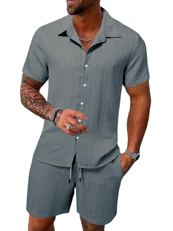 2025 Men's Fashion Summer New Style Casual Solid Color Stripe