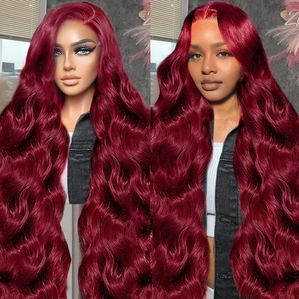 13x4 99j Burgundy Body wave Lace Front Human Hair