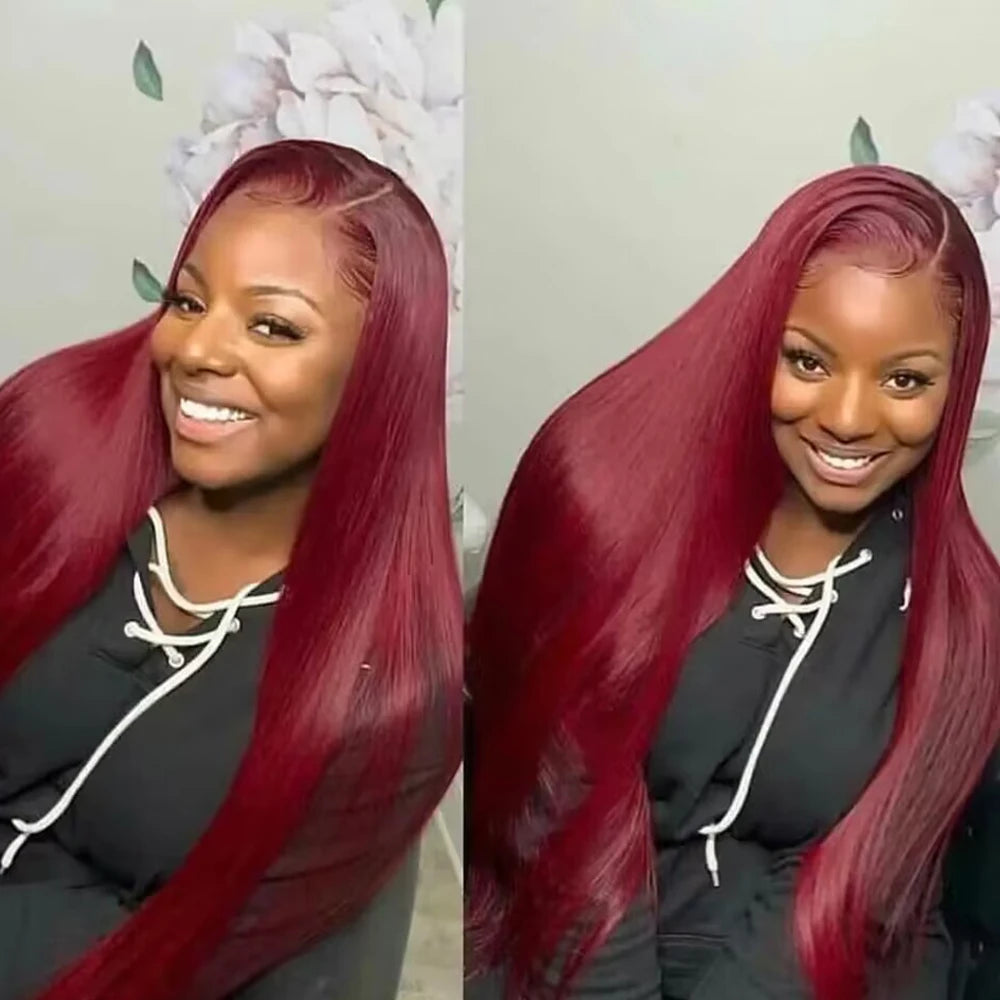 Burgundy 13x4 HD Lace Frontal Human Hair Wig Straight