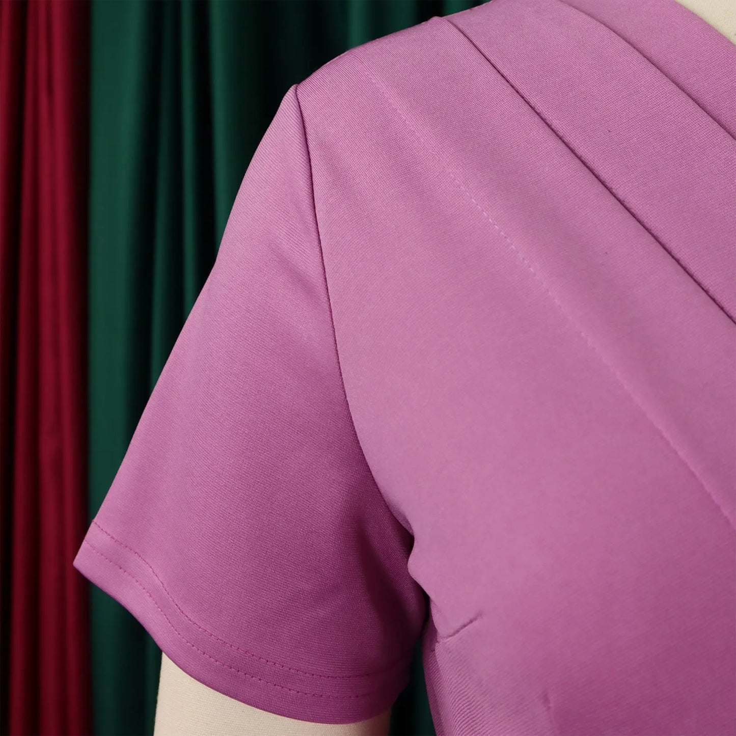202 summer new short sleeve V-neck waist solid color Tunle pencil