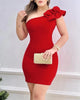 Summer Fashion Red Appliques Women Mini Party Dress