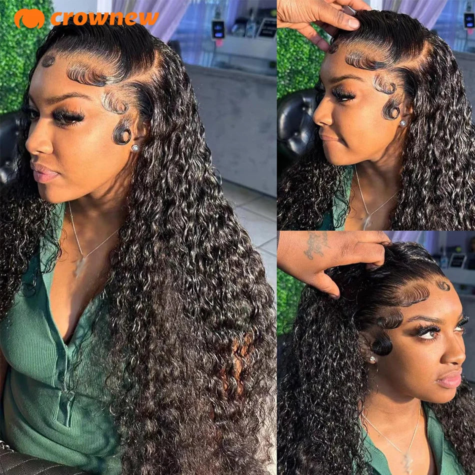 Curly Human Hair Wig 13X4 HD Lace Front Wig Human Hair Deep Wave Frontal Wig