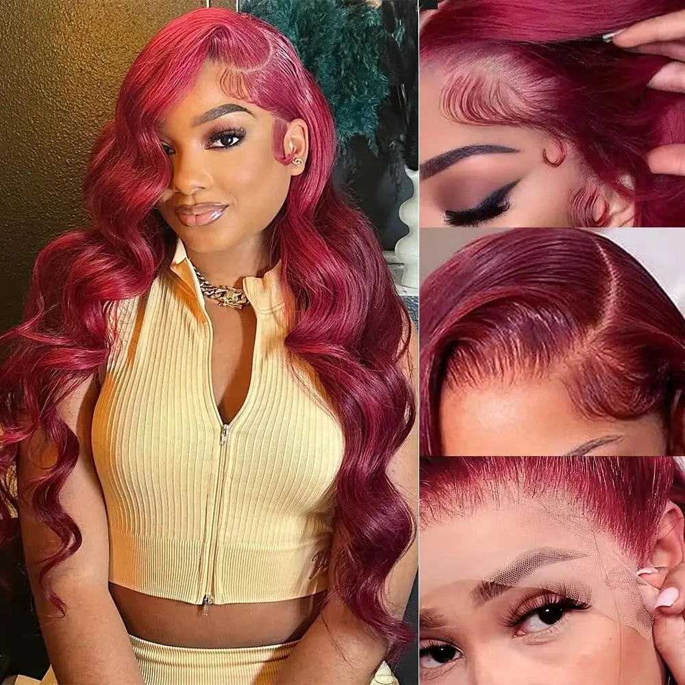 200 Density Burgundy 13x6 HD Lace Frontal Wig