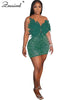 Znaiml Sexy Feathers Rhinestones Backless Diamond Sheer Mesh Bodycon