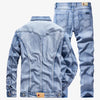 Denim Suit Men's Slim Micro-stretch Two-piece Spring