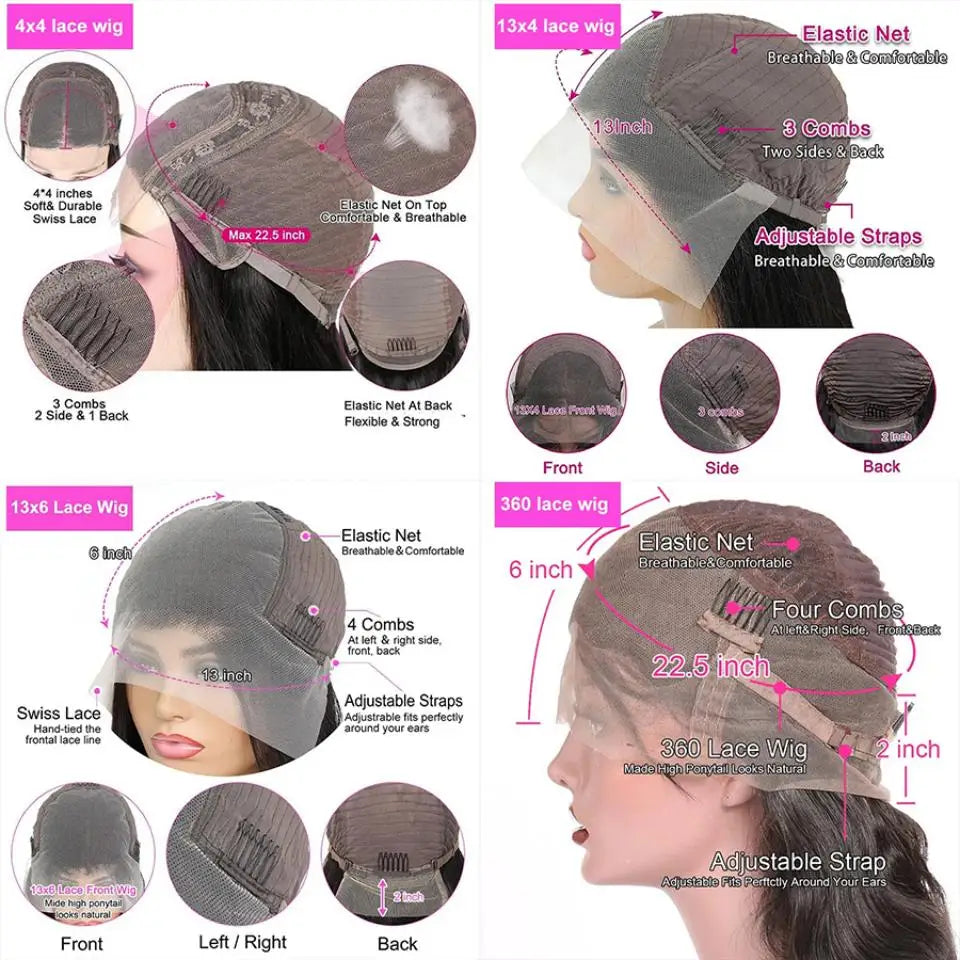 200 Density Deep Wave Lace Front Human Hair Wigs For Women