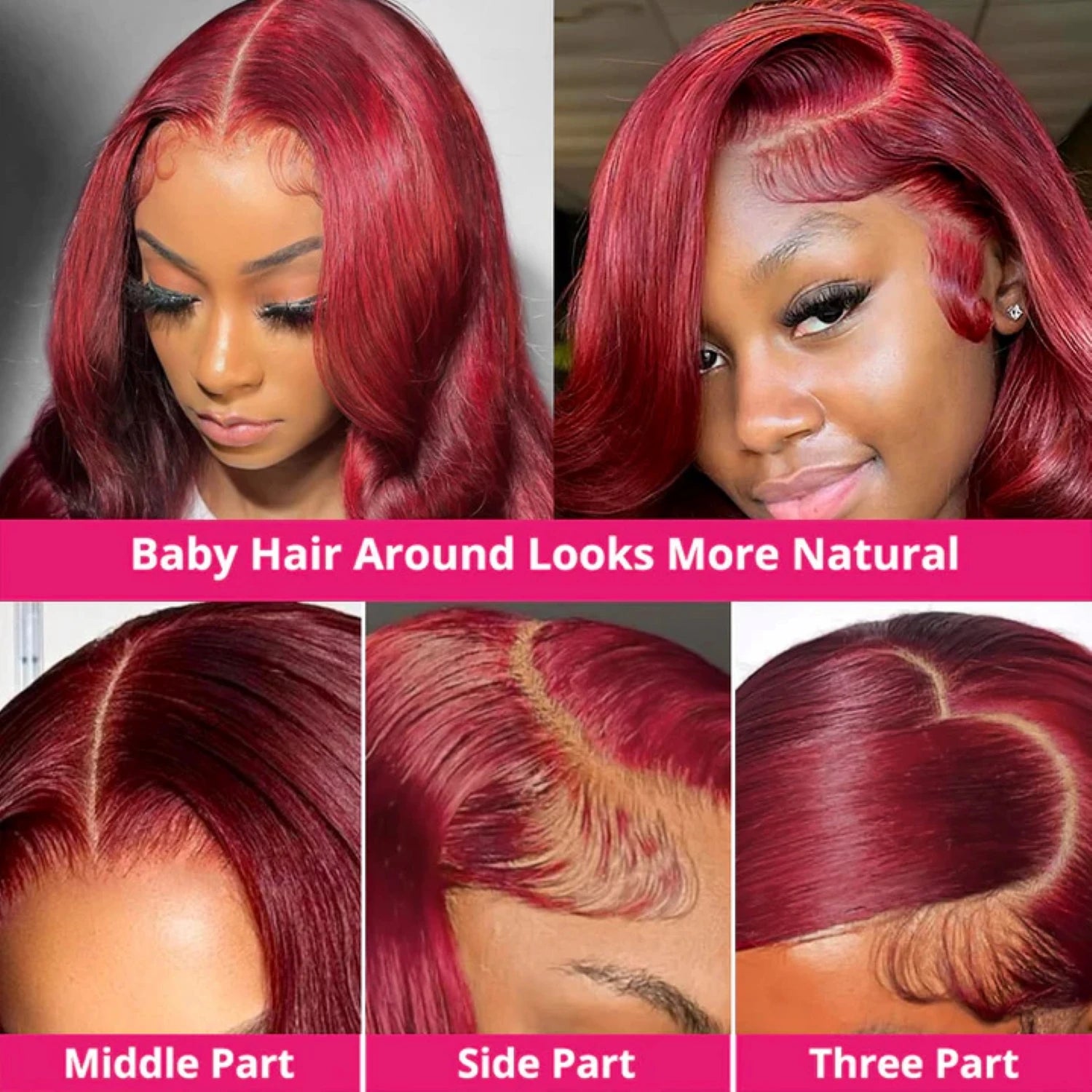 13x4 99j Burgundy Body wave Lace Front Human Hair