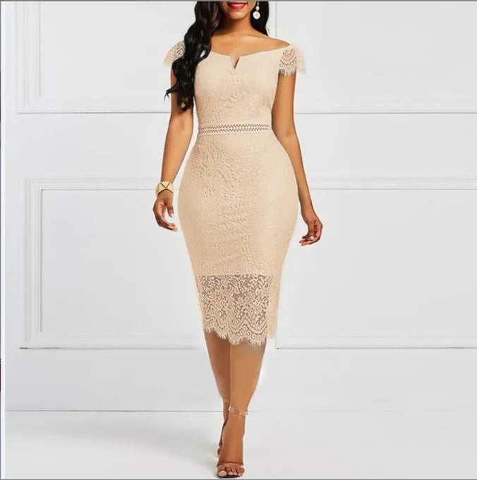 Elegant Lace Evening Wedding Party Dress for Women