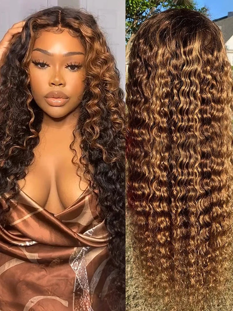 250% Glueless Wig Highlight Ombre Deep Wave