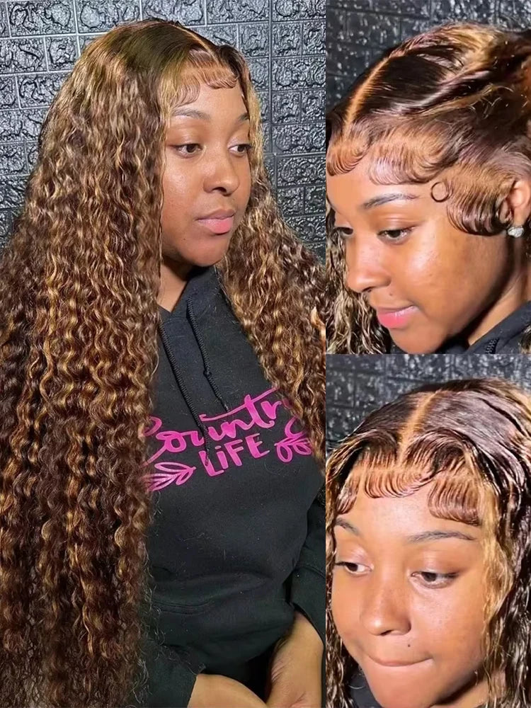 250% Glueless Wig Highlight Ombre Deep Wave