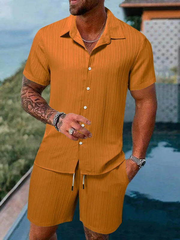 2025 Men's Fashion Summer New Style Casual Solid Color Stripe