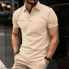 Best-Selling Men's Short-Sleeved Polo Shirt Lapel Button Solid Color Men's