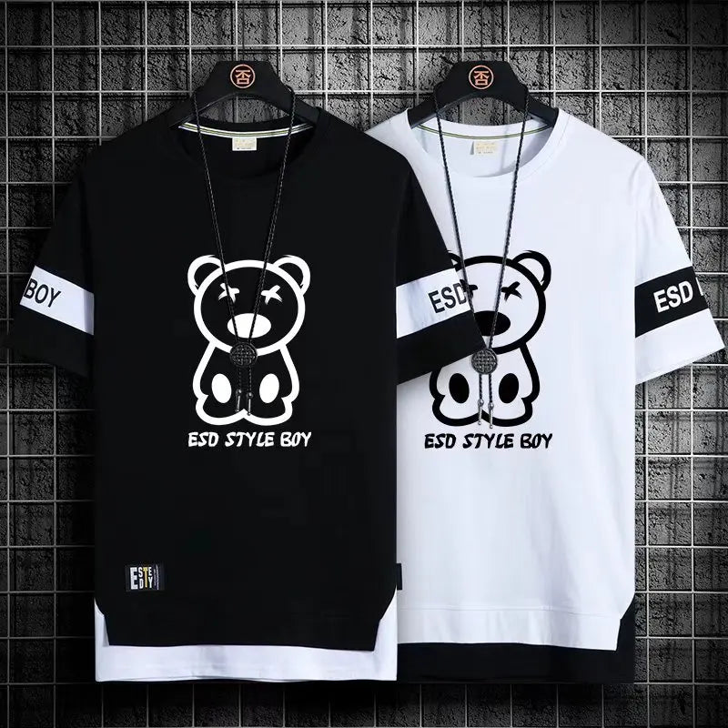 T-shirt for Men Short Sleeves Male T Shirts Korean Style Streetwear