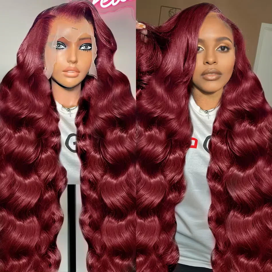 99J Burgundy Lace Front Human Hair Wigs For Black Women