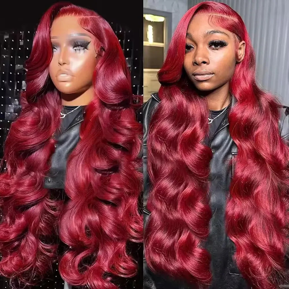 13x4 99j Burgundy Body wave Lace Front Human Hair