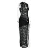 Fantoye Sexy Hollow Out High Slit Lace Women Maxi Dress