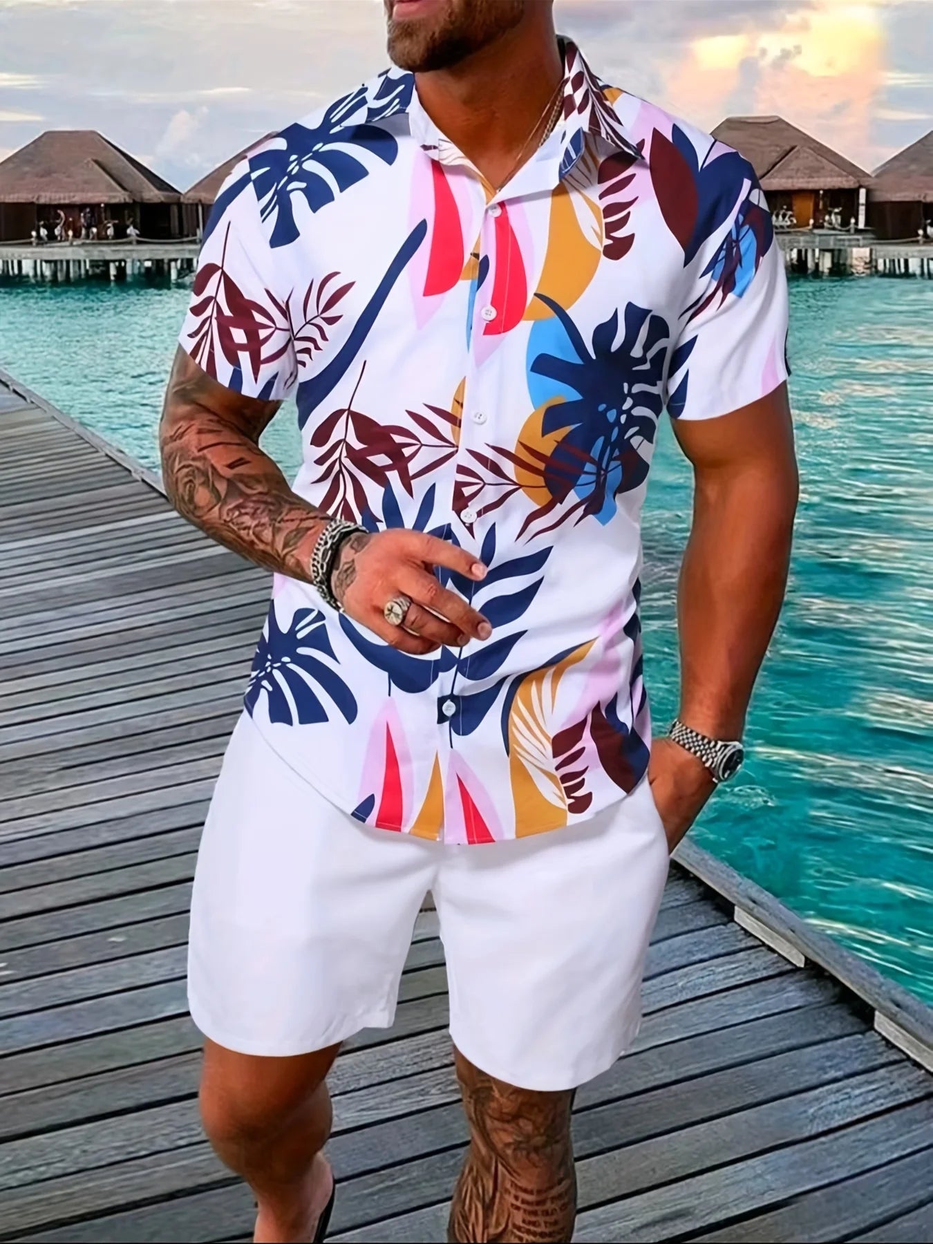 2025 Summer Bestselling Men's Suit Colorful Striped Print Lapel Men