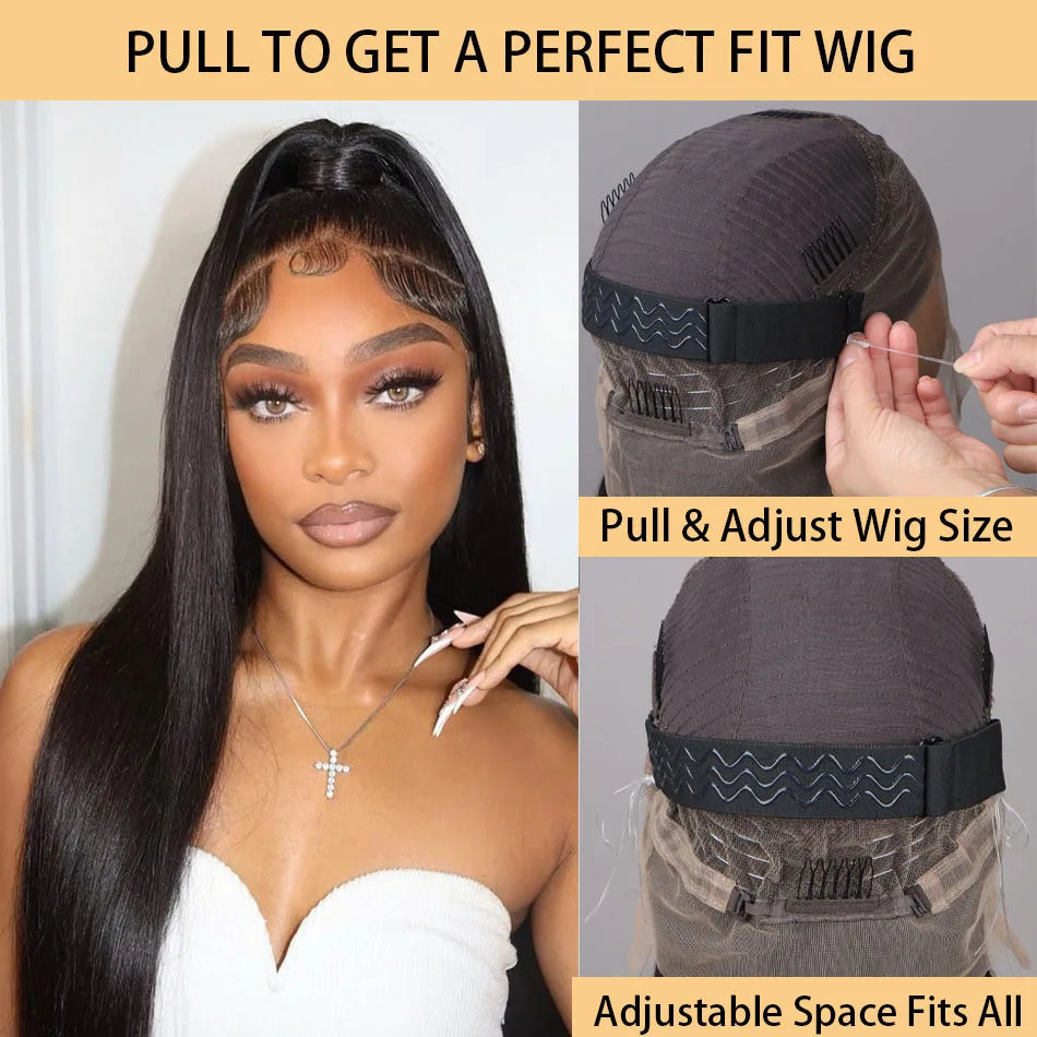 Glueless Invisi-Drawstring 360 Lace Front Wigs Human Hair