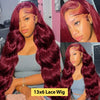 13x4 99j Burgundy Body wave Lace Front Human Hair