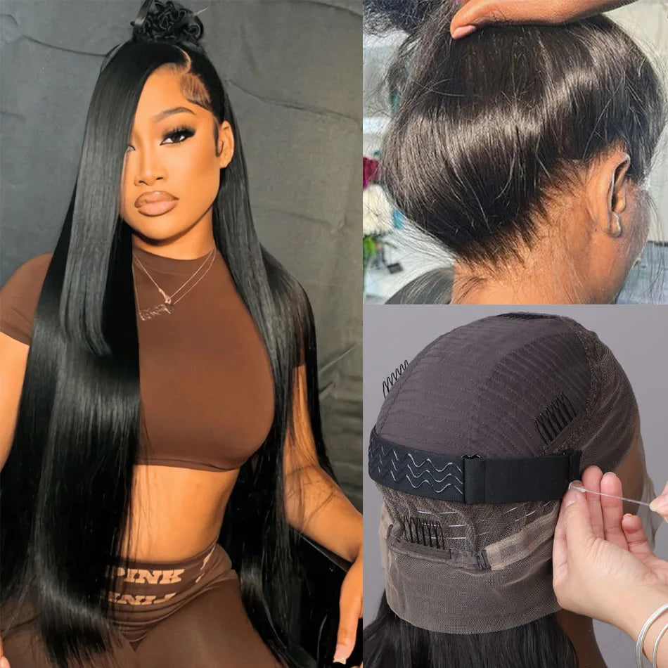 Glueless Invisi-Drawstring 360 Lace Front Wigs Human Hair