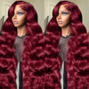 13x4 99j Burgundy Body wave Lace Front Human Hair