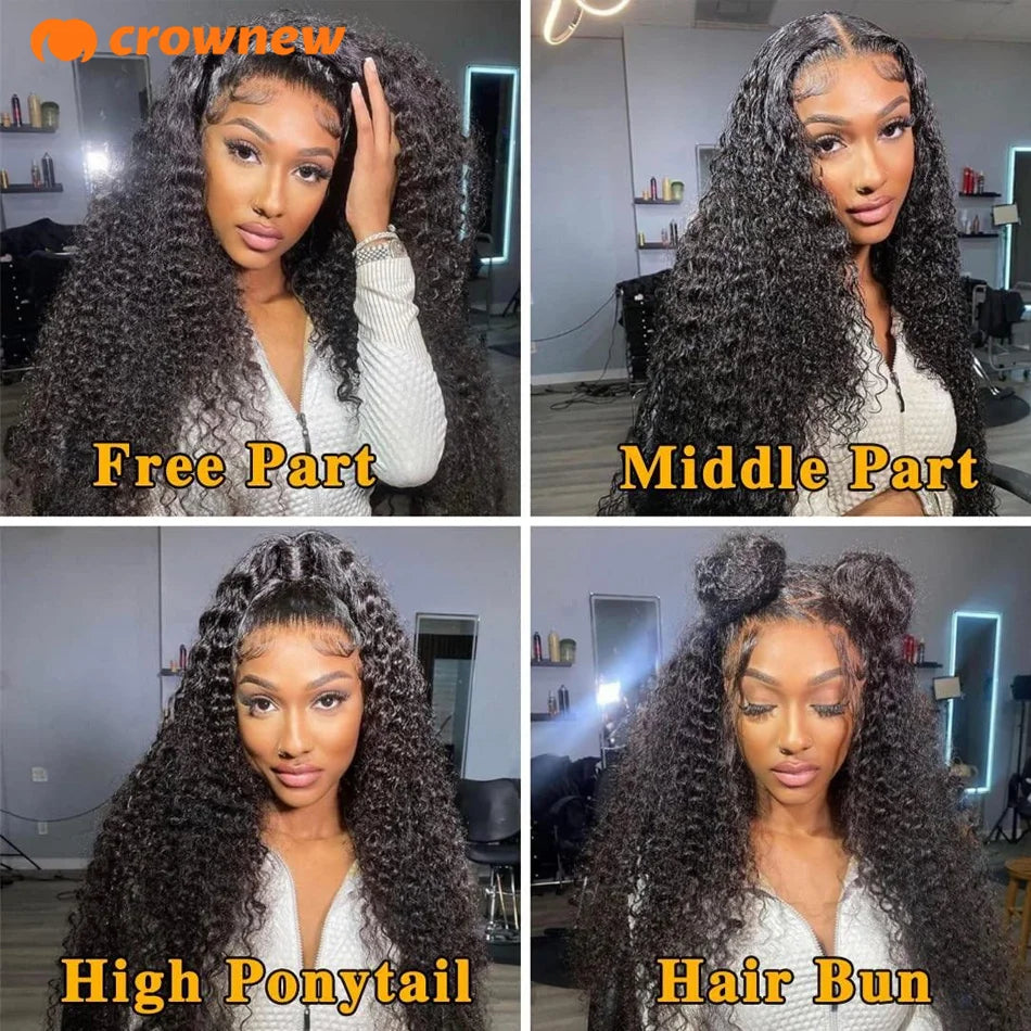 Curly Human Hair Wig 13X4 HD Lace Front Wig Human Hair Deep Wave Frontal Wig