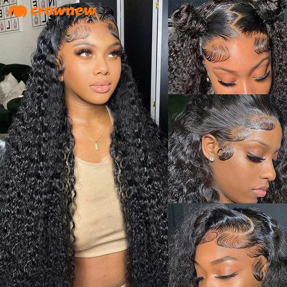 Curly Human Hair Wig 13X4 HD Lace Front Wig Human Hair Deep Wave Frontal Wig