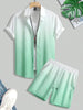 2025 Summer new shirt beach shorts men's suit street gradient men's