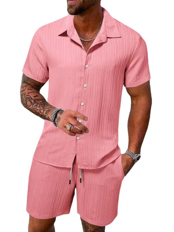 2025 Men's Fashion Summer New Style Casual Solid Color Stripe