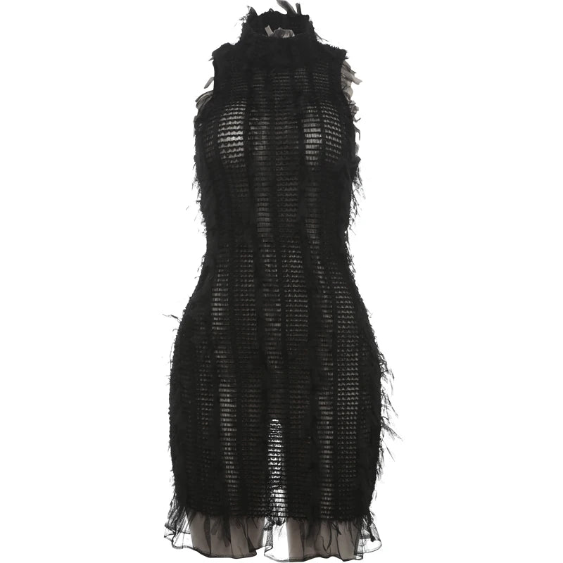 Weird Puss Sexy Knit Dress Women See Through Summer