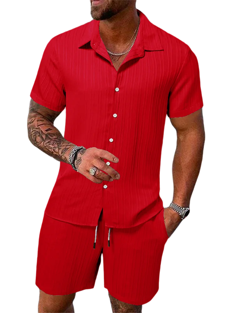 2025 Men's Fashion Summer New Style Casual Solid Color Stripe