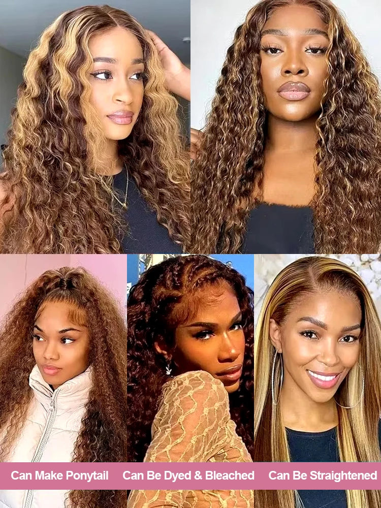 250% Glueless Wig Highlight Ombre Deep Wave