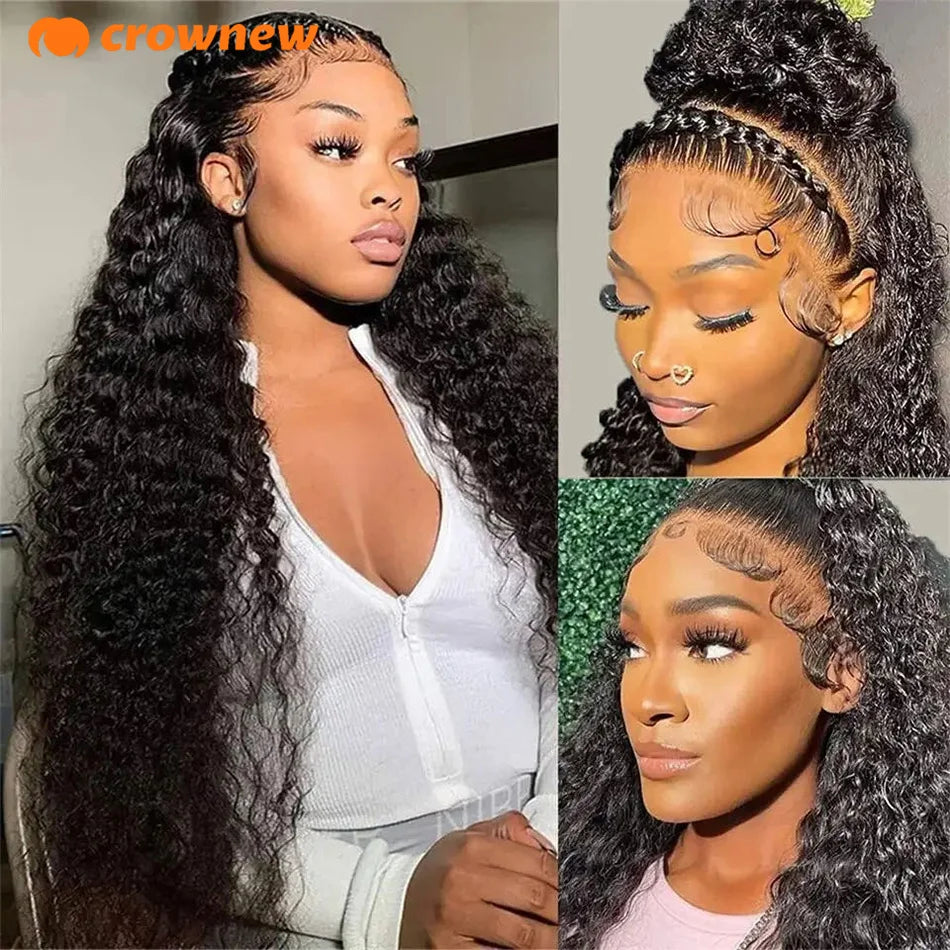 Curly Human Hair Wig 13X4 HD Lace Front Wig Human Hair Deep Wave Frontal Wig