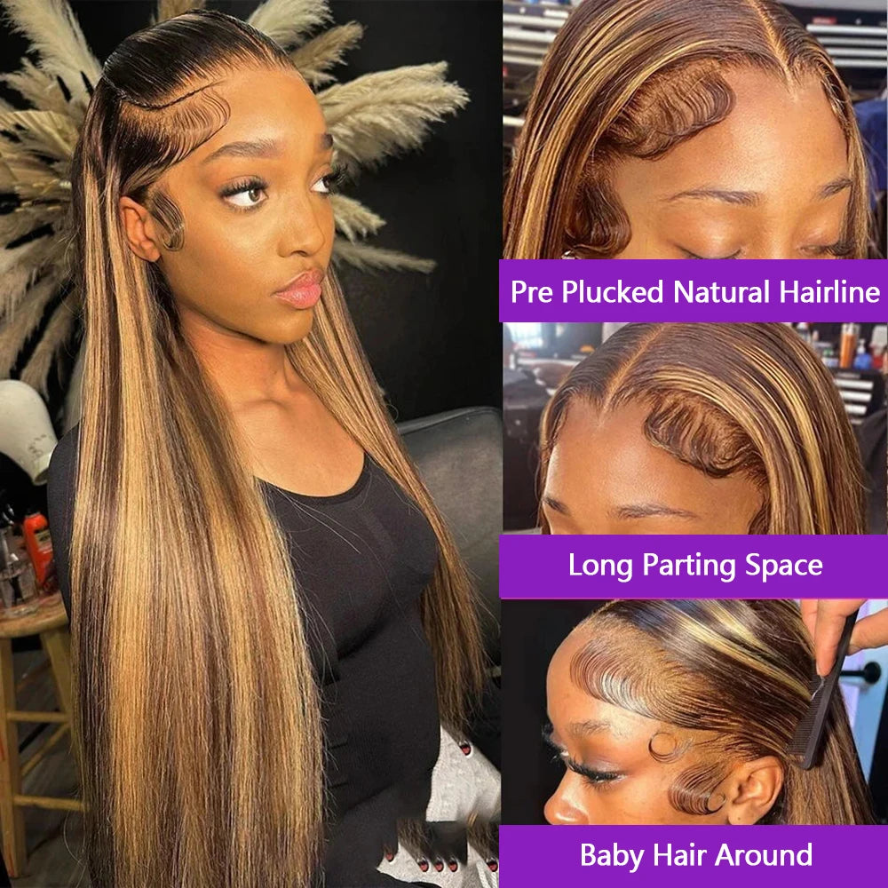 13x4 13x6 Transparent Lace Frontal Wigs Straight Human Hair