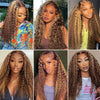 30 34 Inch Highlight Ombre HD Lace Front Wig Curly Human Hair