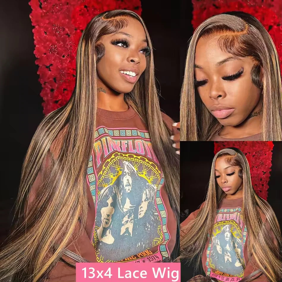 200 Density 13x6 HD Transparent Lace Wig P4/27 highlight