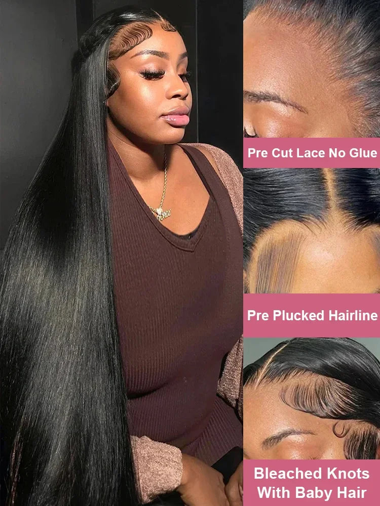 40 inch Straight 5x5 HD Human Hair Lace Frontal Wigs