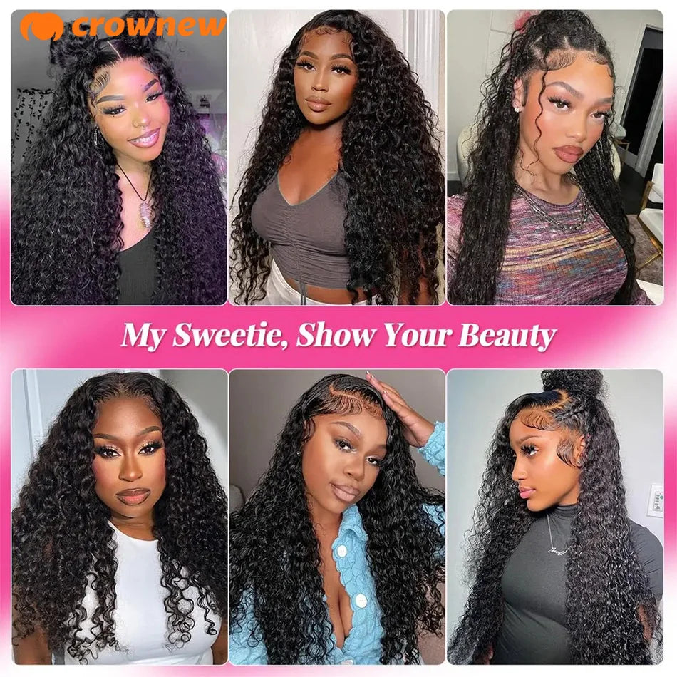 Curly Human Hair Wig 13X4 HD Lace Front Wig Human Hair Deep Wave Frontal Wig