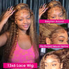 30 34 Inch Highlight Ombre HD Lace Front Wig Curly Human Hair