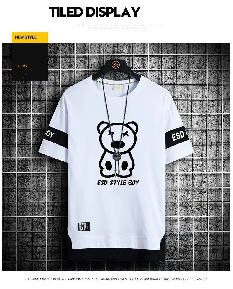 T-shirt for Men Short Sleeves Male T Shirts Korean Style Streetwear