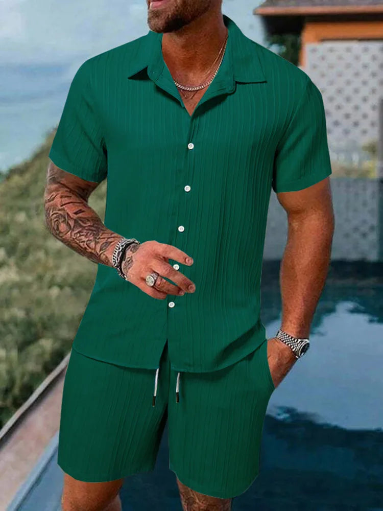 2025 Men's Fashion Summer New Style Casual Solid Color Stripe