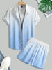 2025 Summer new shirt beach shorts men's suit street gradient men's