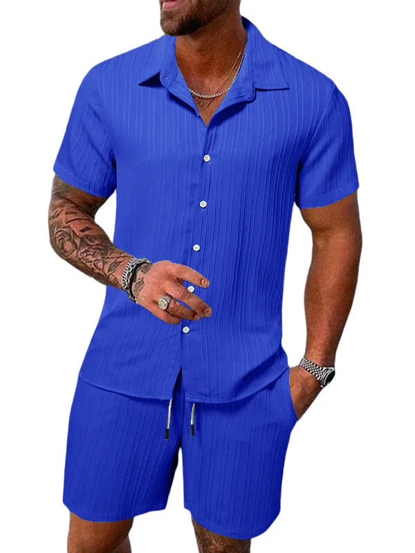2025 Men's Fashion Summer New Style Casual Solid Color Stripe