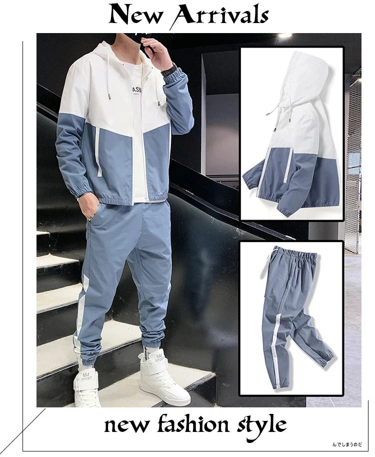 2025 Men Tracksuit Casual Joggers Hooded Sportswear Jackets